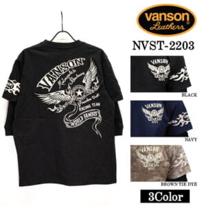 日本VANSON 黑色3/4 半袖上衣 Banson nvst-2203