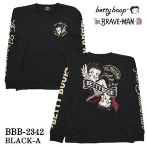 日本 VANSON 貝蒂 The BRAVE-MAN×BETTY BOOP 長袖上衣 BBB-2342 黑色