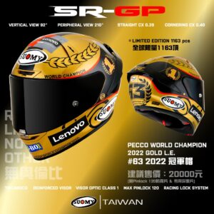 Suomy SR-GP #63 選手 彩繪 2022 金色 冠軍帽 全罩式 安全帽