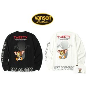 日本 VANSON × LOONEY TUNES 100週年紀念 聯名 崔弟 電繡 長袖上衣 LTV-2402 黑/米白