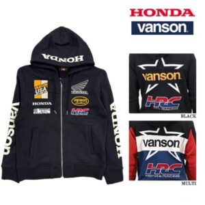 日本 VANSON × HONDA 本田 HRC 聯名 賽車風 連帽外套 夾克  HRV-2413 BK/Multi