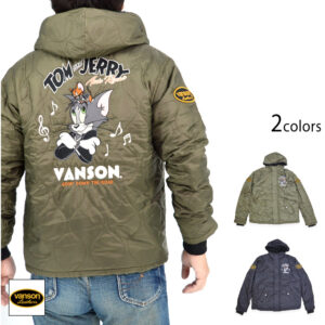 日本 VANSON × TOM＆JERRY 聯名 絎縫 連帽外套 TJV-2442 黑/綠