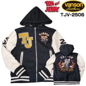 日本 VANSON × TOM＆JERRY 湯姆與傑利 聯名 內刷毛 連帽 棒球外套 TJV-2506