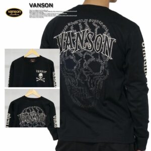 日本 VANSON 電繡 漸層 骷髏 長袖上衣 NVLT-2503 黑